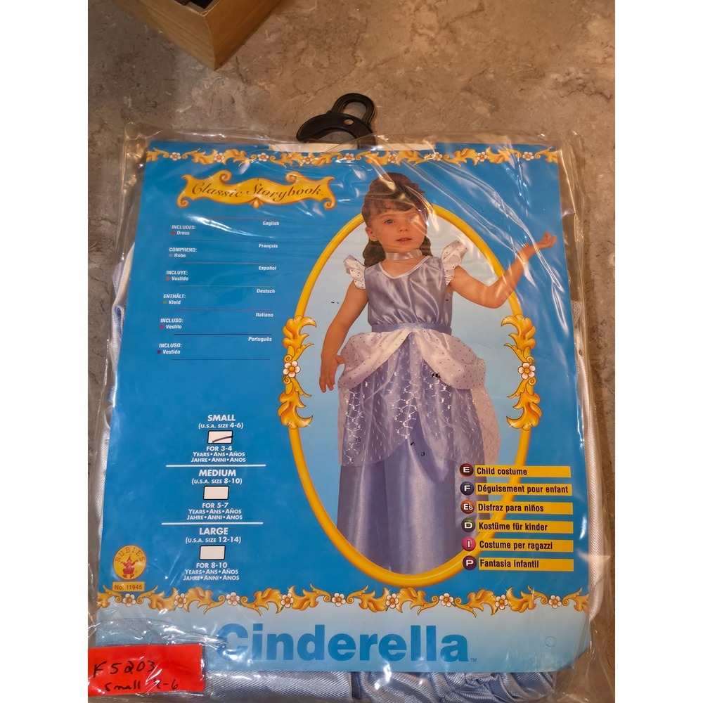 Rubie's Classic Storybook Cinderella Costume Dress Blue Girls Small 4-6 11945